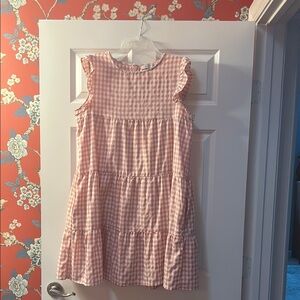 Super cute Pink and White Tiered Ruffled Sundress. Worn once.  Size L